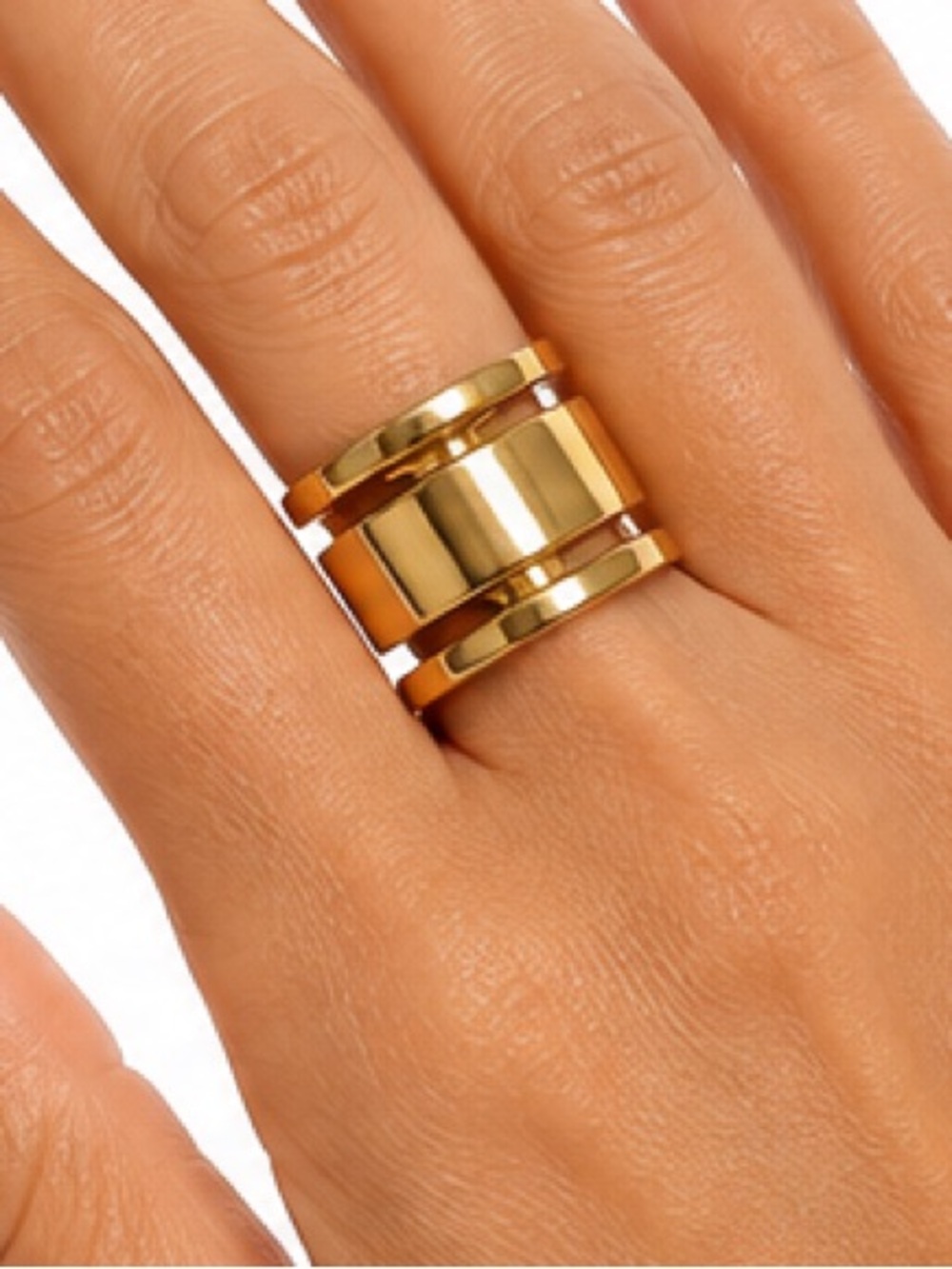 NEW - Chic & Modern Gold Polished Wide Cuff Ring Adjustable Size 5-8